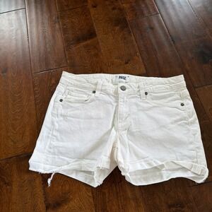 PAIGE Jimmy Jimmy White Denim Cutoff Shorts Size 26 Frayed Hem Coastal Chic